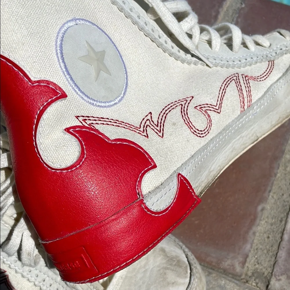 Converse Chucks Taylor Sasha High-Top Sneakers with Red Flame Western Design - Picture 6 of 15